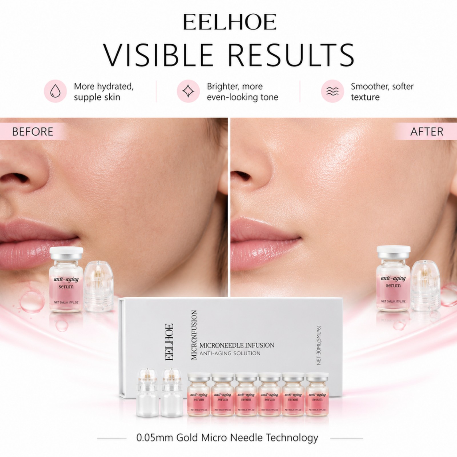 Paket Serum Jarum Mikro 0,2 mm - Hyaluronic Acid Facial Serum ulasan dan harga